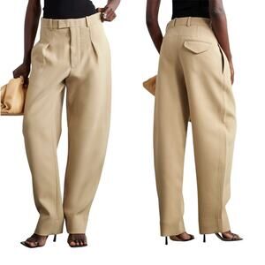 Wardrobe NYC + Haily Bieber Pleated Wool-Crepe Balloon Leg Pants Camel size M
